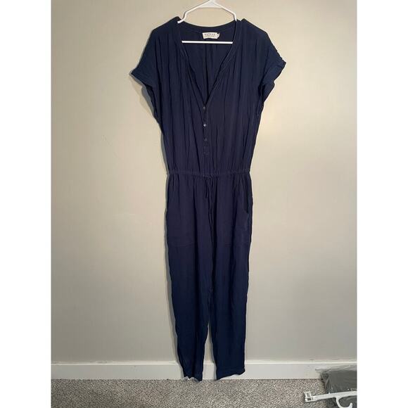 Velvet by Graham & Spencer Pants - Velvet by Graham and Spencer Navy Cassia Challis Rayon Jumpsuit